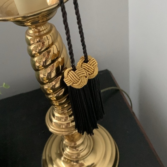 Vintage brass‎ table lamp with vintage lampshade floral cottage core traditional - Picture 15 of 15